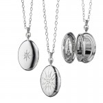 Four Image Premier Locket with Star Burst in Sterling Silver